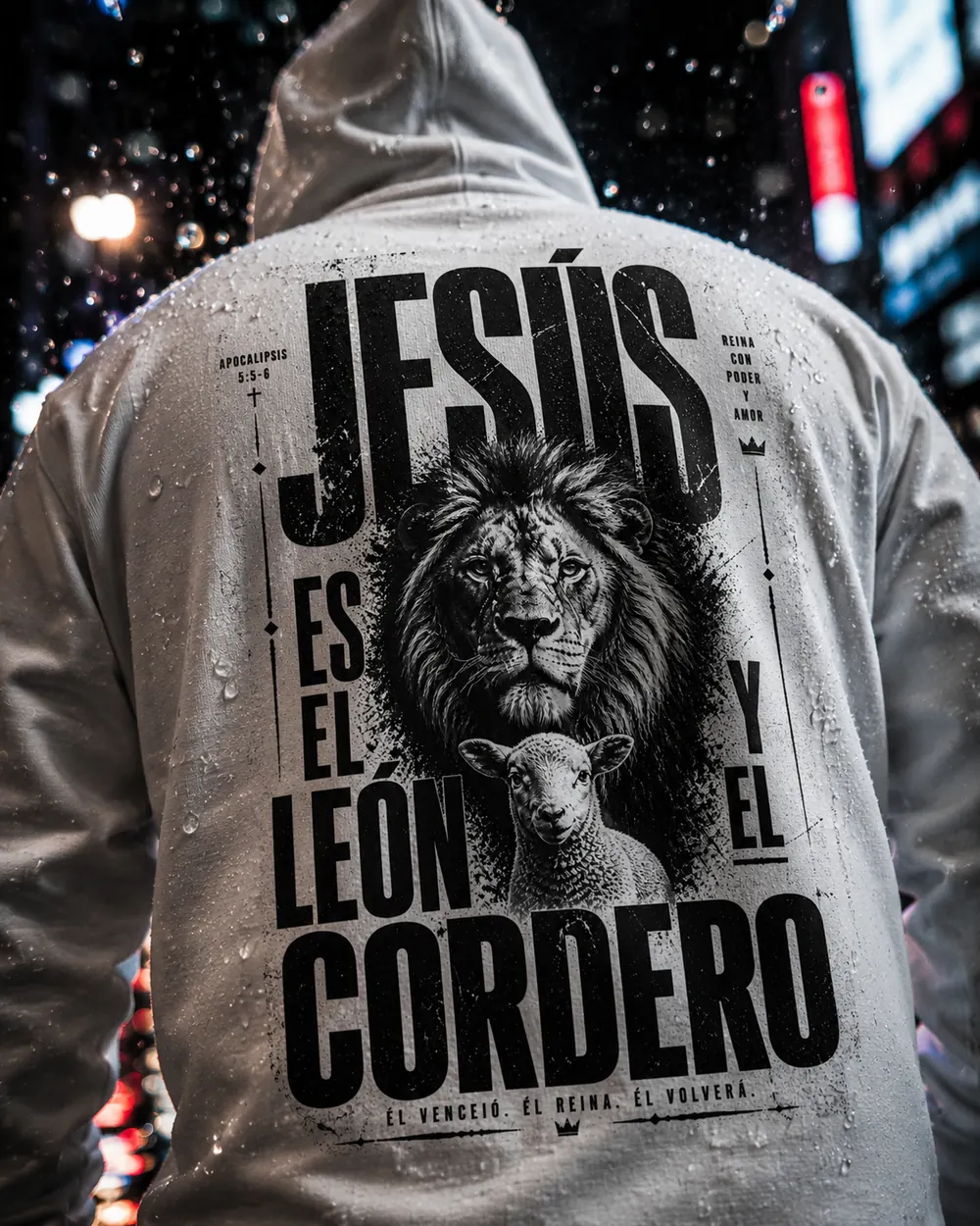 Diseño Jesús es el León y el Cordero aplicado en buzo